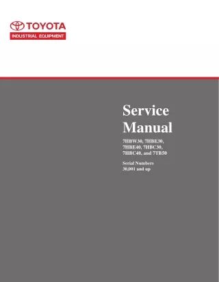 Toyota 7HBC30 Pallet Truck Service Repair Manual SN 30001 and up