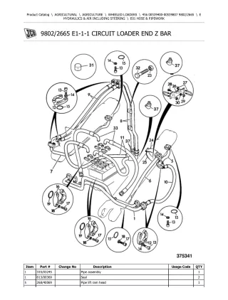 JCB 456 Wheeled Loader Parts Catalogue Manual (Serial Number 00539400-00539807)