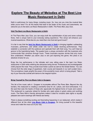 Explore The Beauty of Melodies at The Best Live Music Restaurant in Delhi