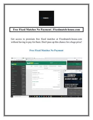 Free Fixed Matches No Payment  Fixedmatch-house.com