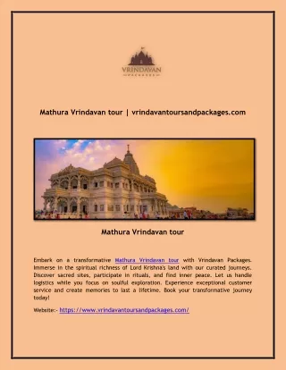 Mathura Vrindavan tour | vrindavantoursandpackages.com