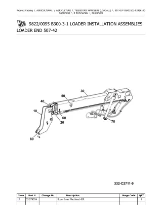 JCB 507.42 F Telescopic Handlers (Loadall) Parts Catalogue Manual (Serial Number 02433101-02436100)