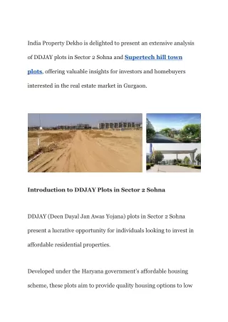 _DDJAY Plots in Supertech hill Sector 2 Sohna