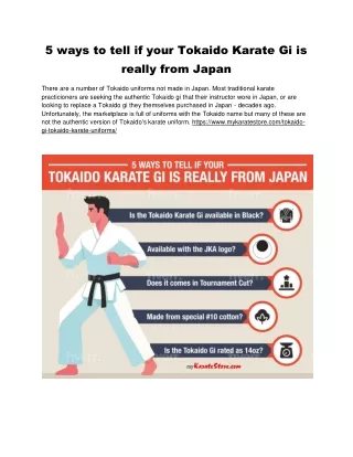 5 ways to tell if your Tokaido Karate Gi is really from Japan