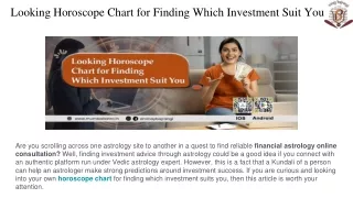 Looking Horoscope Chart for Finding Which Investment Suit You