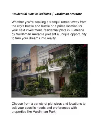 Residential Plots in Ludhiana | Vardhman Amrante