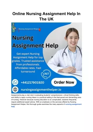 Online Nursing Assignment Help In The UK