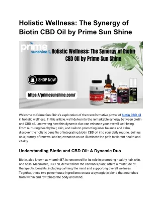 Holistic Wellness- The Synergy of Biotin CBD Oil by Prime Sun Shine