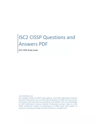 ISC2 CISSP Questions and Answers PDF