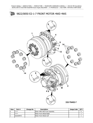 JCB 515-40 GroundCare (ROW) Deutz Engine Parts Catalogue Manual (Serial Number 01627500-01628499)