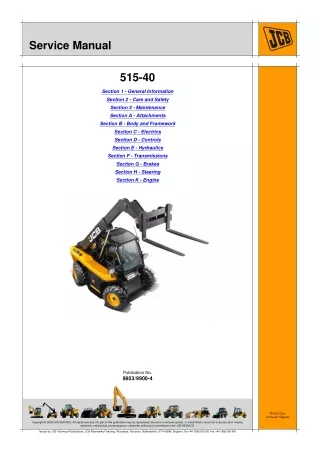 JCB 515-40 TELESCOPIC HANDLER Service Repair Manual (515-40 from SN 1627500 to 1769999)