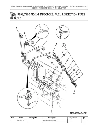 JCB 515-40 Telescopic Handlers (Loadall) Parts Catalogue Manual (Serial Number 01012000-01014999)