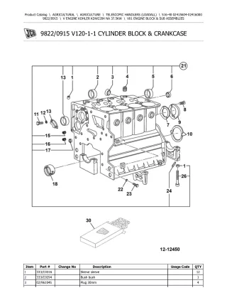 JCB 516-40 Telescopic Handlers (Loadall) Parts Catalogue Manual (Serial Number 02415604-02416000)