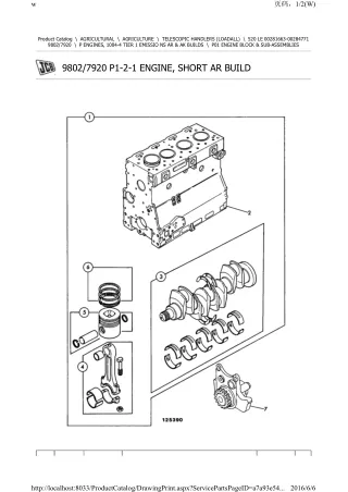 JCB 520 LE Telescopic Handlers (Loadall) Parts Catalogue Manual (Serial Number 00281663-00284771)