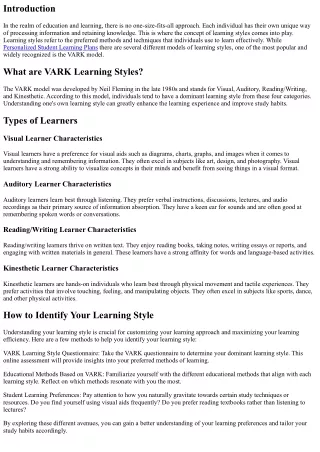 Exploring Different Learning Styles: Visual vs Auditory vs Kinesthetic