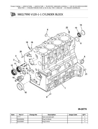 JCB 520-40 Telescopic Handlers (Loadall) Parts Catalogue Manual (Serial Number 01012000-01014999)