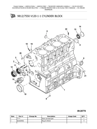 JCB 520-40 Telescopic Handlers (Loadall) Parts Catalogue Manual (Serial Number 01014357-01014999)