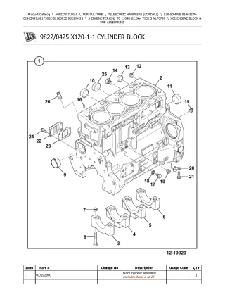 JCB 520-50 4WS Telescopic Handlers (Loadall) Parts Catalogue Manual (Serial Number 01462270-01463499)