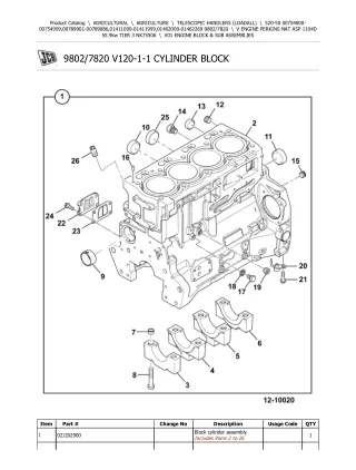 JCB 520-50 Telescopic Handlers (Loadall) Parts Catalogue Manual (Serial Number 00754000-00754999)