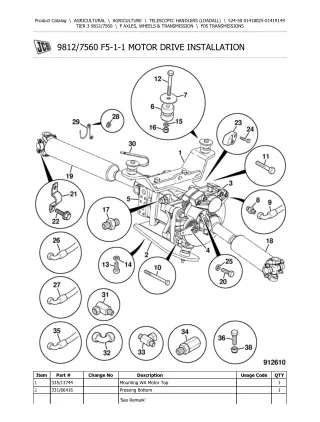 JCB 524-50 TIER 3 Telescopic Handlers (Loadall) Parts Catalogue Manual (Serial Number 01418025-01419149)