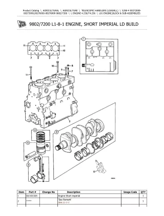 JCB 525B-4 Telescopic Handlers (Loadall) Parts Catalogue Manual (Serial Number 00272000-00273999)