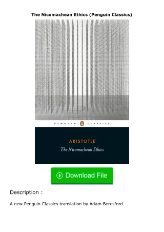 ❤PDF⚡ The Nicomachean Ethics (Penguin Classics)