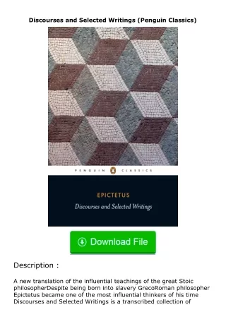 Download⚡(PDF)❤ Discourses and Selected Writings (Penguin Classics)