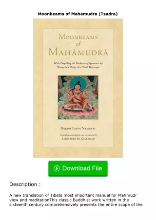 PDF✔Download❤ Moonbeams of Mahamudra (Tsadra)