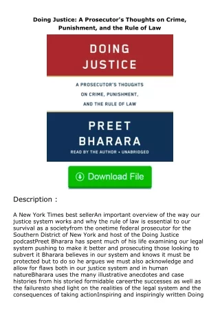 Download❤[READ]✔ Doing Justice: A Prosecutor's Thoughts on Crime, Punishment, and the Rule of Law