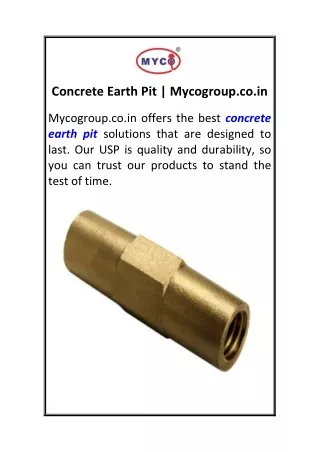 Concrete Earth Pit Mycogroup.co.in