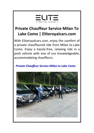 Private Chauffeur Service Milan To Lake Como  Eliteroyalcars.com