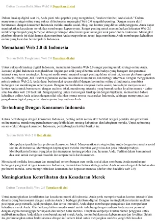 Mengapa Web 2.0 Sangat Penting untuk Strategi Online Anda di Indonesia