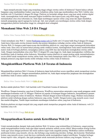 Membangun Otoritas Online di Indonesia Dengan Situs Web 2.0 DA Tinggi