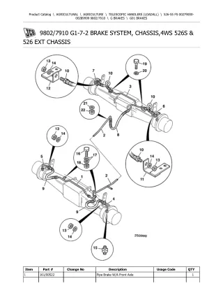 JCB 526-55 FS Telescopic Handlers (Loadall) Parts Catalogue Manual (Serial Number 00279000-00289999)