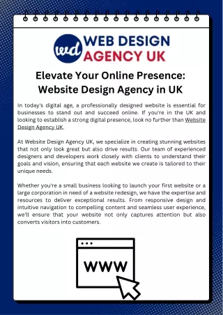 Elevate Your Online Presence Website Design Agency in UK