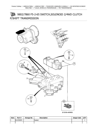 JCB 532 Telescopic Handlers (Loadall) Parts Catalogue Manual (Serial Number 00767000-01036593)