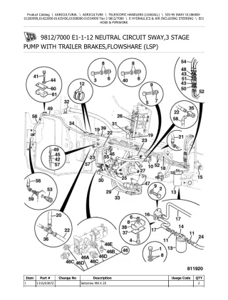 JCB 535-95 SWAY Tier 2 Telescopic Handlers (Loadall) Parts Catalogue Manual (Serial Number 01186000-01200999)