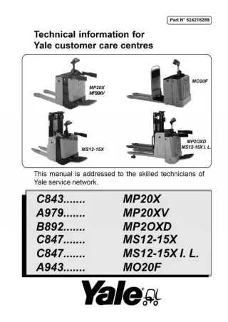 YALE (B892) MP20XD LIFT TRUCK Service Repair Manual