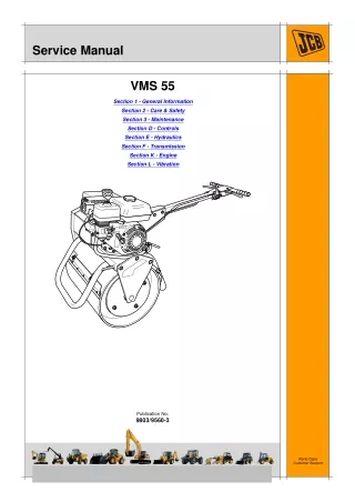 JCB VMS55 Mini Road Roller Service Repair Manual Instant Download