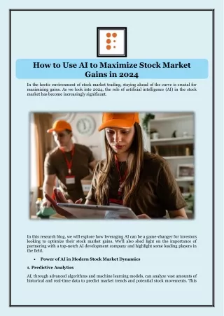 How to Use AI to Maximize Stock Market Gains in 2024