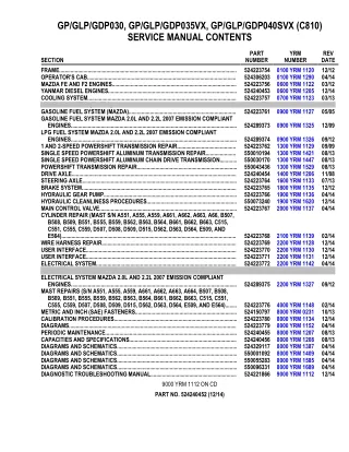 YALE (C810) GLP035VX LIFT TRUCK Service Repair Manual