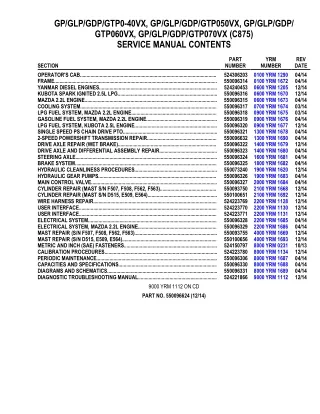 YALE (C875) GLP40VX LIFT TRUCK Service Repair Manual