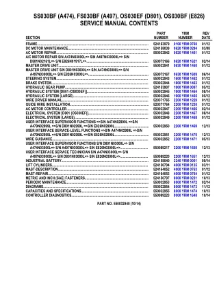 YALE (D801) OS030EF LIFT TRUCK Service Repair Manual