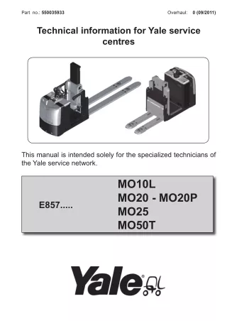 YALE (E857) MO50T LIFT TRUCK Service Repair Manual