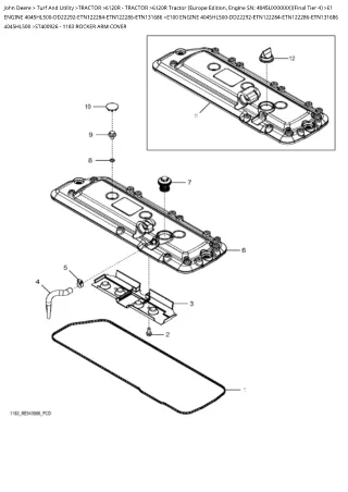 John Deere 6120R Tractor (Europe Edition, Engine SN 4045UXXXXXX) (Final Tier 4) Parts Catalogue Manual Instant Download