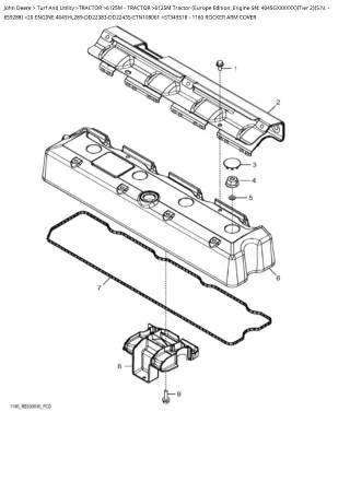 John Deere 6125M Tractor (Europe Edition, Engine SN 4045GXXXXXX) (Tier 2) (S.N. 859288 and below) Parts Catalogue Manual