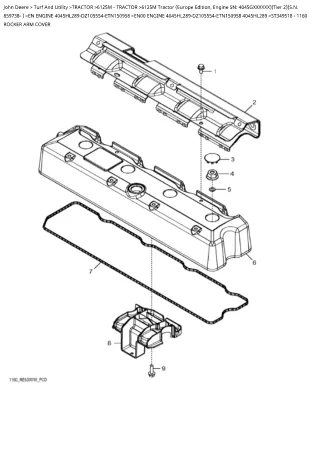 John Deere 6125M Tractor (Europe Edition, Engine SN 4045GXXXXXX) (Tier 2) (S.N. 859738 and up) Parts Catalogue Manual In