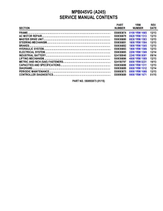 YALE A245 (MPB045VG) HAND TRUCK & PALLET TRUCK Service Repair Manual