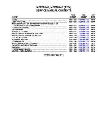 YALE A284 MPR080VG LIFT TRUCK Service Repair Manual