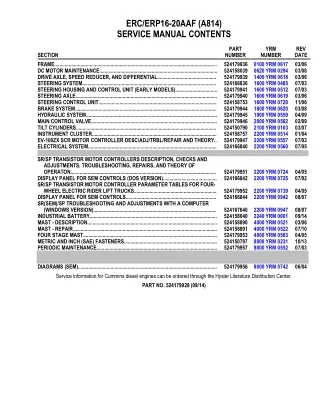 YALE A814 ERC16-20AAF LIFT TRUCK Service Repair Manual